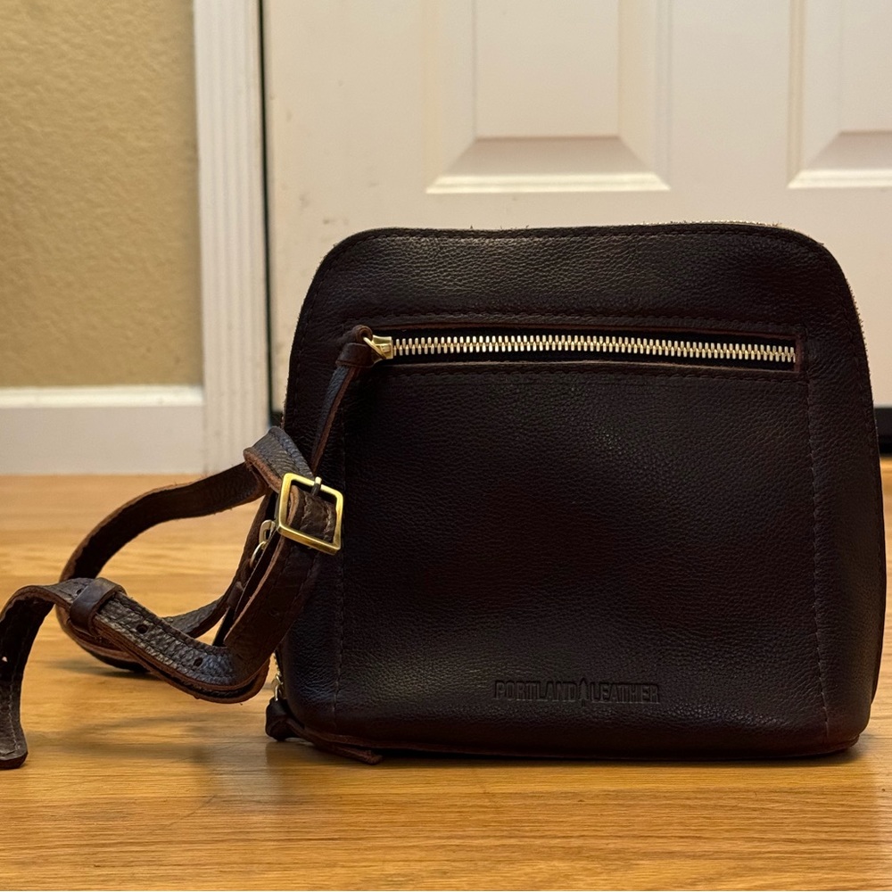 Portland dark brown Leather crossbody Bag